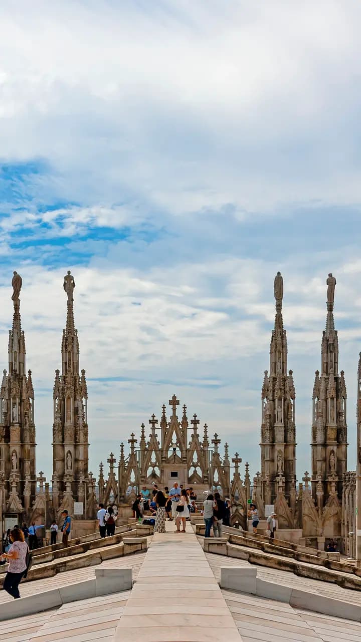 View west along Duomo roof, Milan